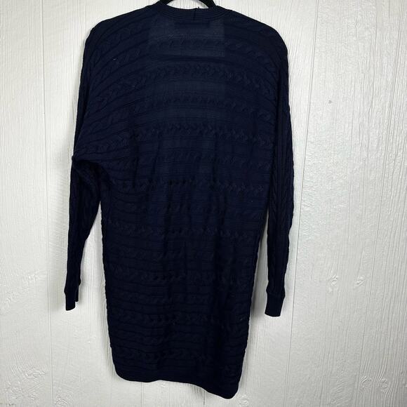 Lauren Ralph Lauren Cardigan Cable Knit Open Curved Hem Long Line Cardigan Med - Picture 4 of 10